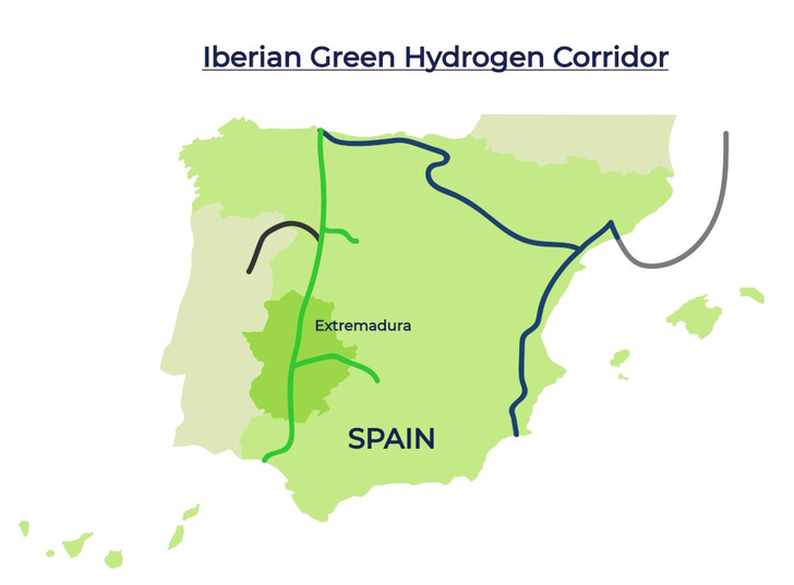 The Extremadura region plays an important role in the Iberian Green Hydrogen Corridor.