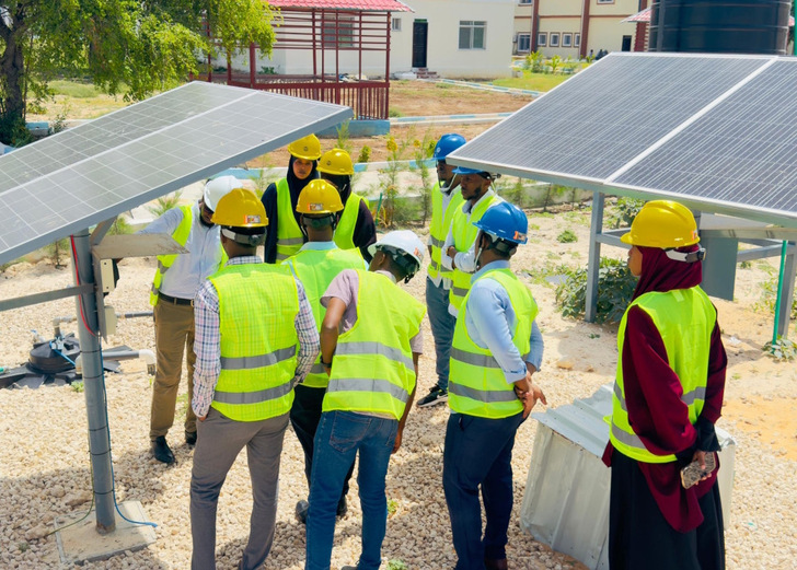 Solar installation training in Somalia.
