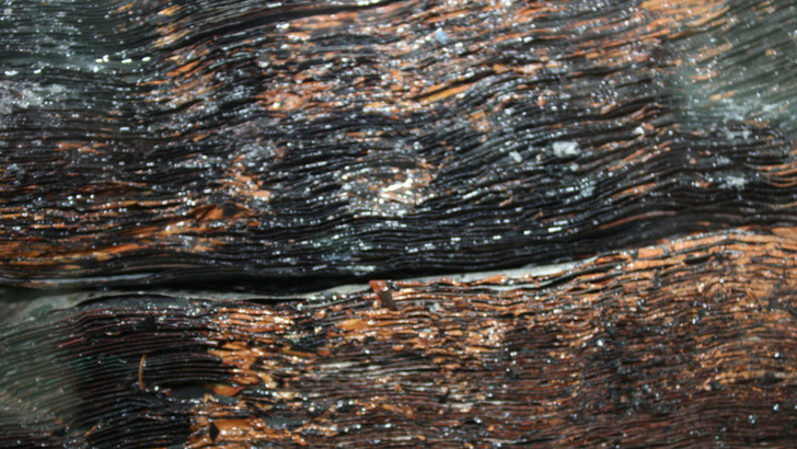 Lithium cell after a safety test in the laboratory.