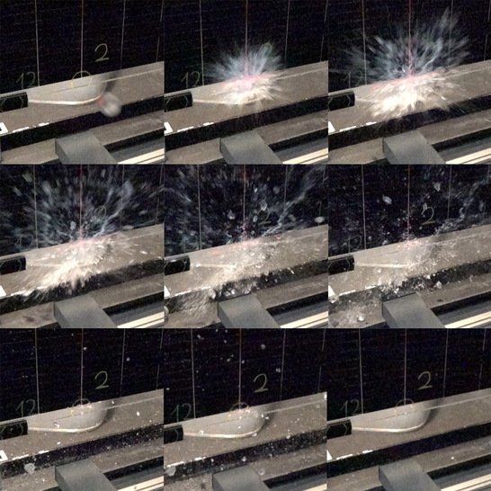 Image sequence of Solitek hail-resistance test.