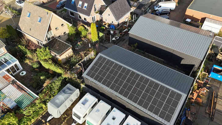 The solar system is actually oversized for the building’s consumption, but with electric heating, the owner can use more of the solar power directly on site.