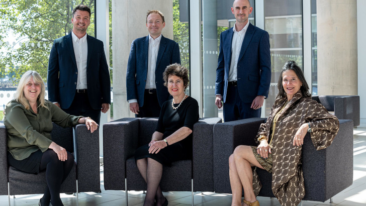 The Acuity Law with Purpose team. Clockwise from top left – Senior Associate Sean Chapman James, Partner Steve Morris, Partner Declan Goodwin, CEO Tessa Laws, Partner Claire Wheatley and Partner Frances Nunn.