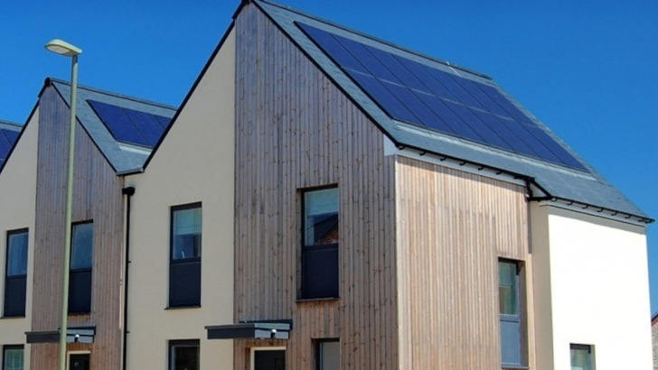 Terraced but now with solar – an example of a future solar home on the Emerald Isle.