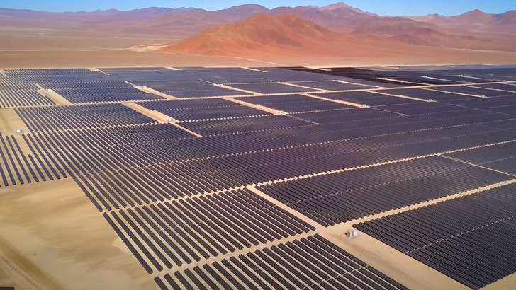 Sand and solar panels as far as the eye can see, and soon to feature a vast battery facility.