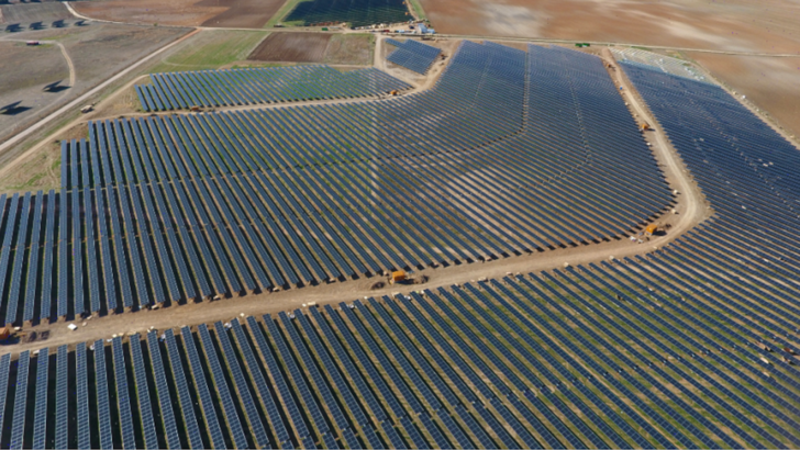Pure sunshine and PV modules mounted in rows in Tordesilla.