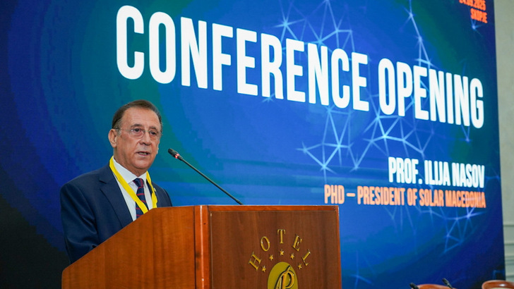 Prof. Ilija Nasov opens the Solar Conference of the Macedonian Solar Energy Association in Skopje.
