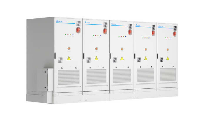 Five C Series battery cabinets in series