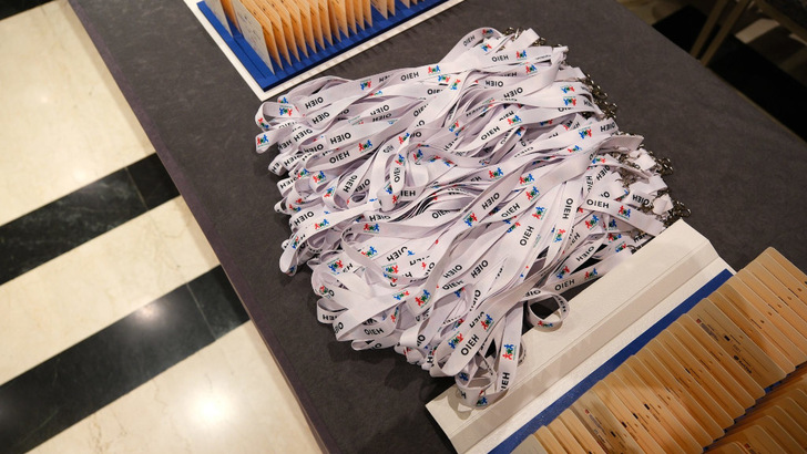 Lanyards await their owners at SolarFlex Croatia on 17 March 2026 in Zagreb