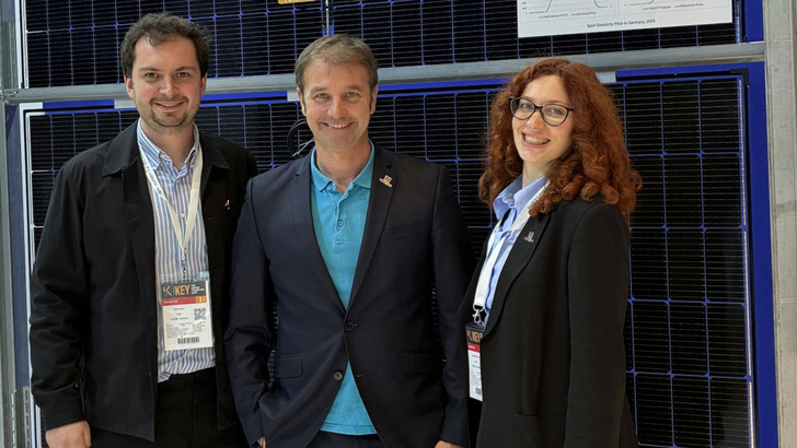 Jerome Lintz, Sascha Krause-Tuenker, and Viktoriia Borodina (from left to right) run Next2Sun's new branch in Italy