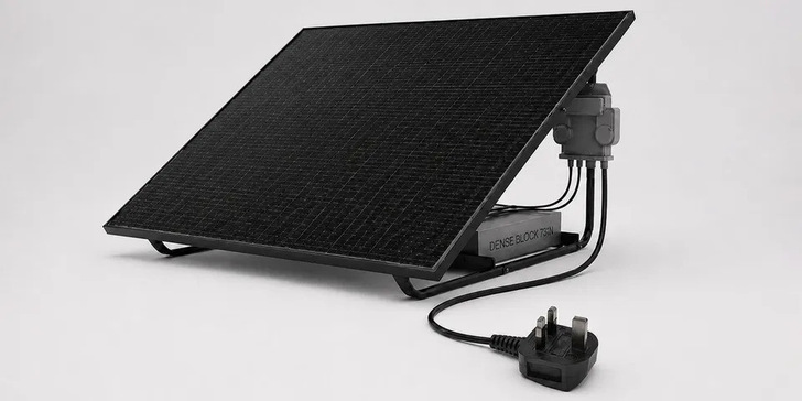 A plug-in solar panel with the plug to prove it