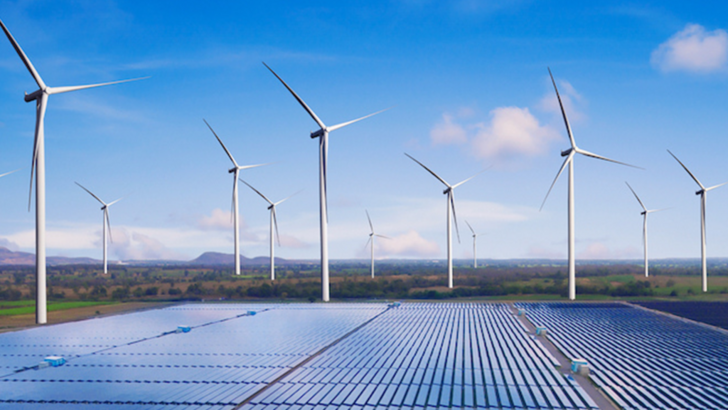 Wind and solar side by side, still the exception rather than the rule