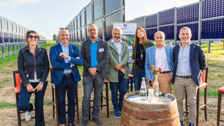 Panellists gather at the opening to discuss agrivoltaics in Italy’s energy transition