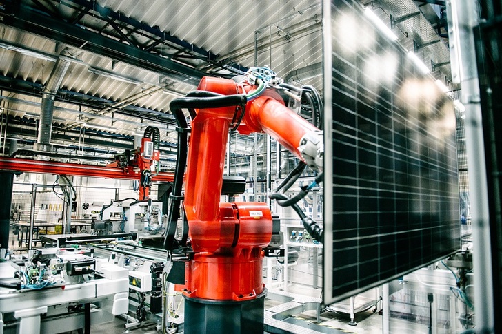 State of the art production facility of aleo solar in Prenzlau, Germany.