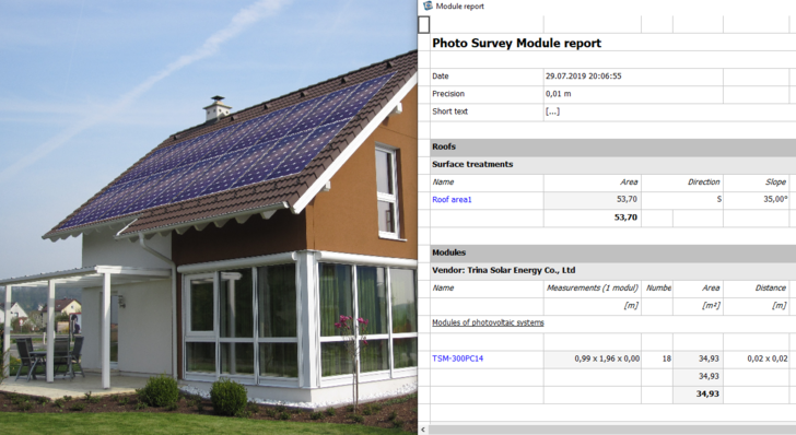 PV-Simulation 3D Plus provides a module report.