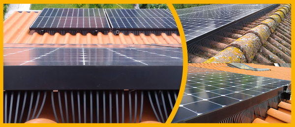 Prevents birds from nesting under the solar panels, while being almost invisible.