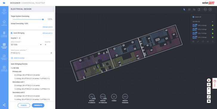 Users can also duplicate wired blocks of modules by stringing them together. - © SolarEdge
