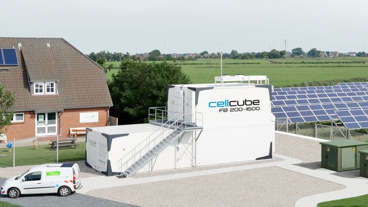The CellCube storage system is one of the first in the industry to offer vanadium redox flow (VRF) batteries with a 1,000 volt DC range. - © Enerox
