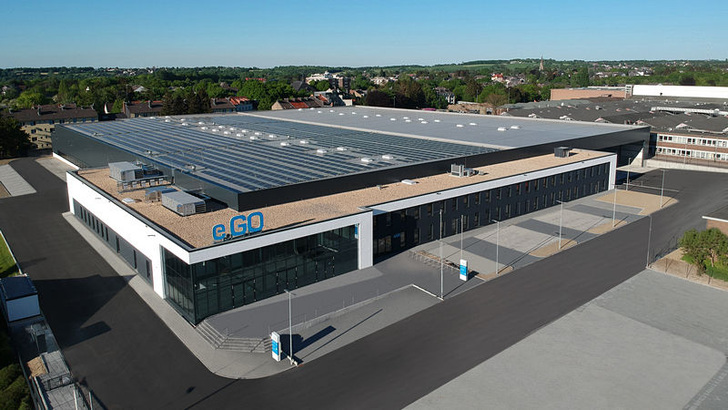 Production facility of E.Go in Aachen: 750 kW PV are put into effect in the 1st construction period, 750 kW are planned in the second construction period. - © E.Go
