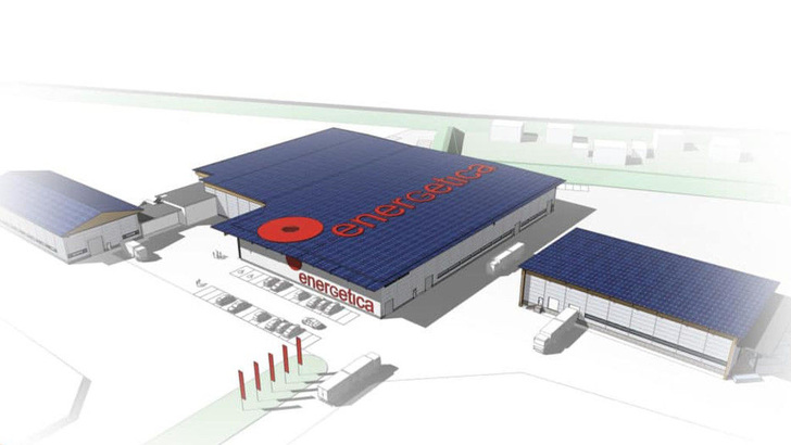 The three new production halls of Energetica are all covered with solar modules. - © Energetica
