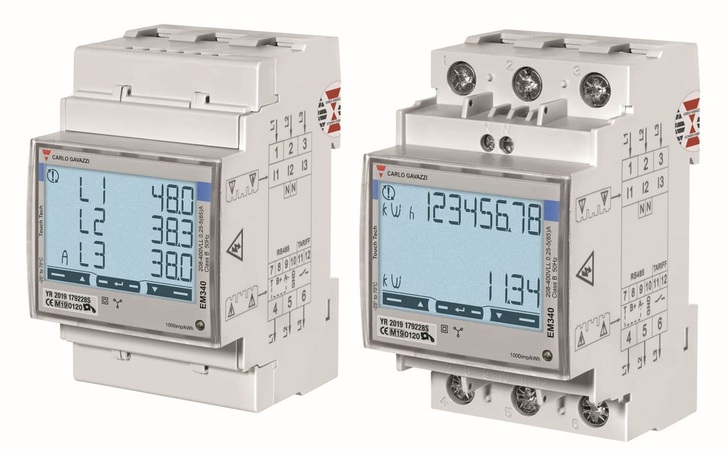 The EM340 records the current flow at a resolution of 1 watt. - © Carlo Gavazzi
