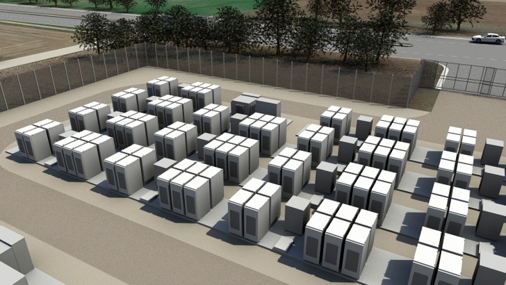 Tesla`s modular utility-scale battery system Powerpack is designed to work with PV. For the first time in Europe it is being installed in Somerset/UK. - © Tesla
