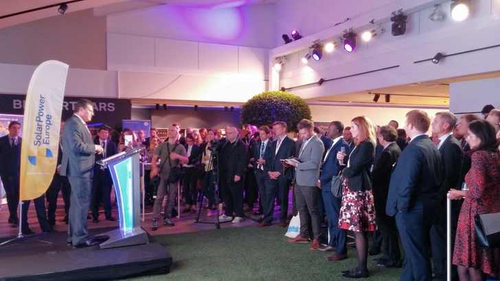 EU Commissioner Maroš Šefčovič at the 100 GW PV celebration event of Solar Power Europe in Brussels end of September.