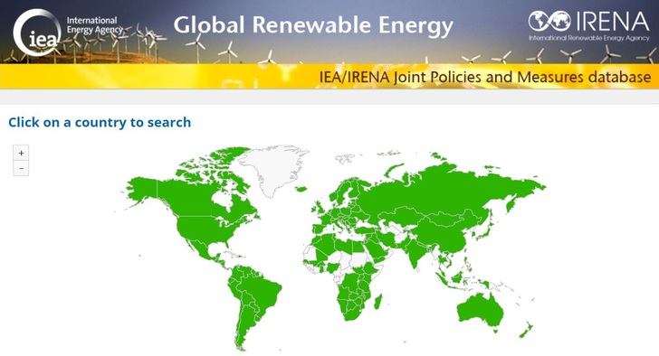 International Energy Agency (IEA) and International Renewable Energy Agency (IRENA) are offering a new database.