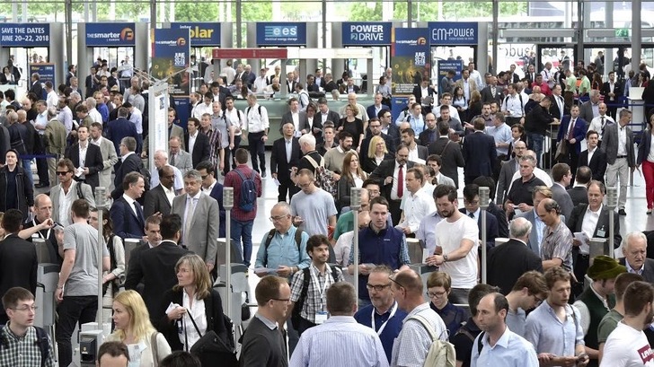 More than 50,000 visitors are expected at The Smarter E Europe in Munich until Friday. The event drew huge crowds at the opening yesterday.