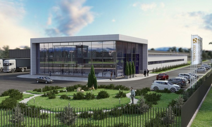 Architectural rendering of the new factory building