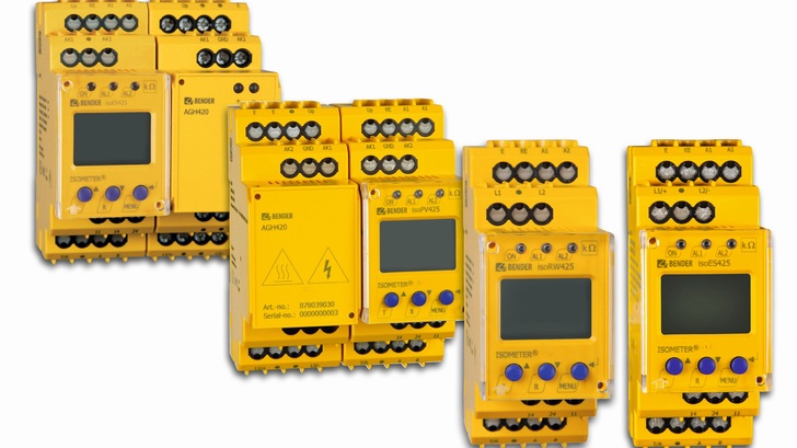 The new device series IsoPV425 from Hessia-based Bender monitors the insulation resistances of unearthed AC, AC/DC and DC power supplies.