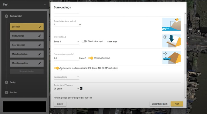 Snow and wind load standards from 17 countries are integrated in the PV Configurator.