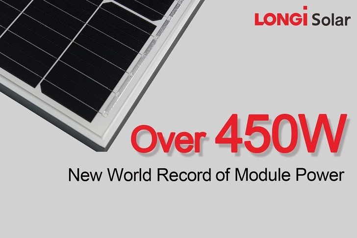 Longi achieved a new world record with his 450W bifacial half cut solar module. - © Longi
