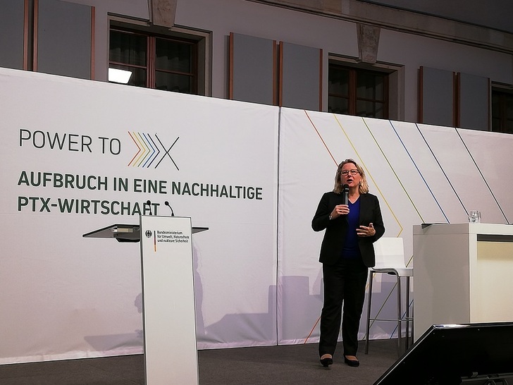 German Federal Environmental Minister Svenja Schulze at the PtX-Conference this week in Berlin. - © hcn
