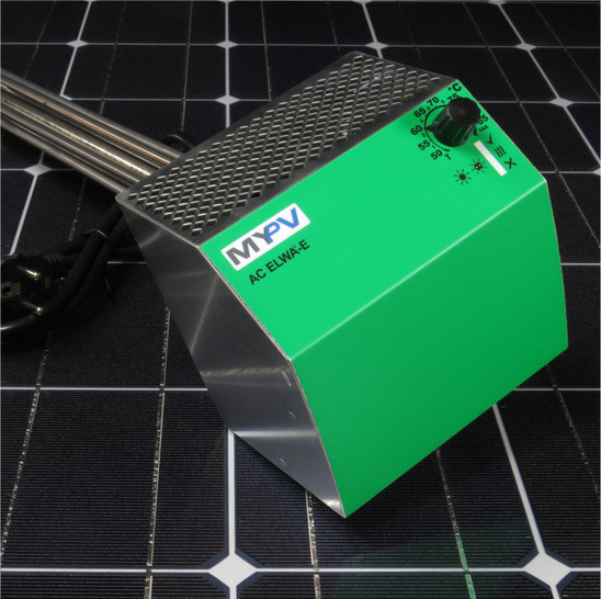 AC ELWA-E is installed directly into the hot water storage tank and enables optimized management of excess solar power. 