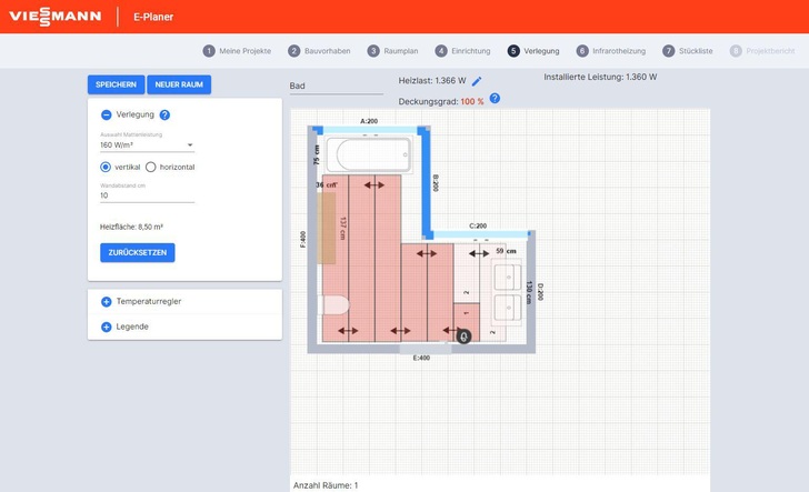 Components can be positioned anywhere in the room – either in 2D floor plans or also in 3D spatial models. - © Viessmann
