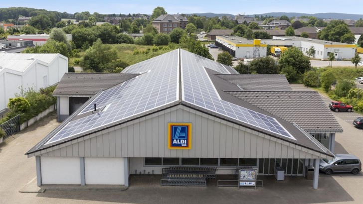 Aldi uses solar power for its food markets.