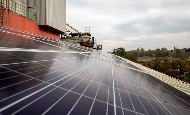 The entire solar array has a total installed capacity of 99.12 kilowatts.