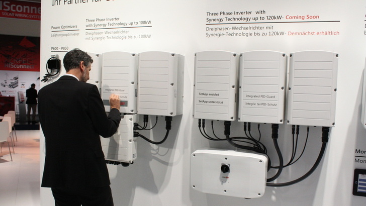 The new Synergy inverters from SolarEdge were presented at the 2019 Intersolar in Munich. - © Heiko Schwarzburger
