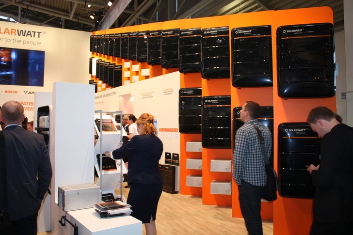 The Solarwatt booth at the Intersolar in June in Munich.