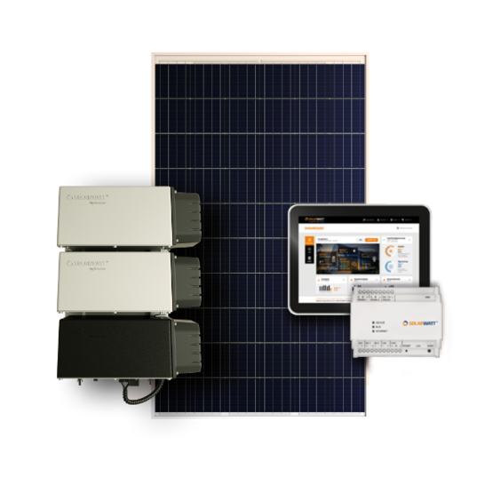 The Solarwatt packages include glass-glass modules, the EnergyManager, a Fronius inverter, and all accessories.