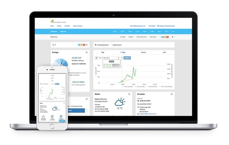 The new Steca suncloud portal can be operated by smartphones and tablets. - © Steca Elektronik
