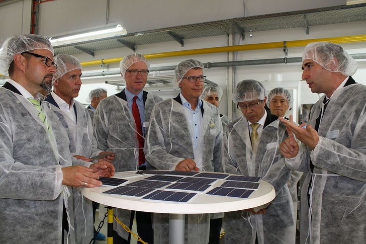 Opening ceremony for the new solar cell production of Aleo Solar in German city Prenzlau.
