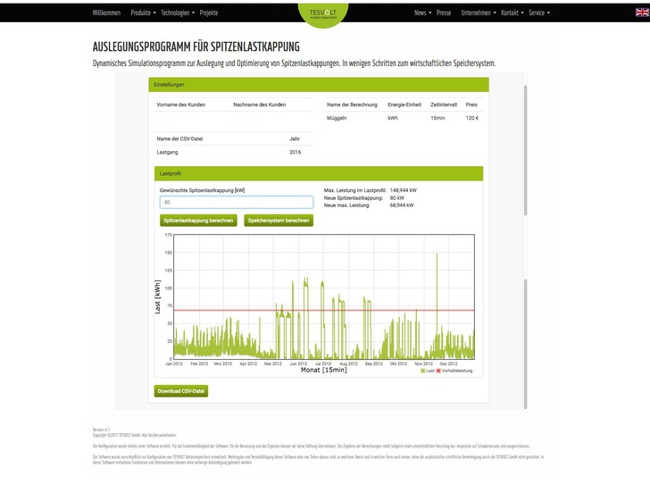 The tool is already available online at tesvolt.com, and can be used free of charge after registering. - © Tesvolt
