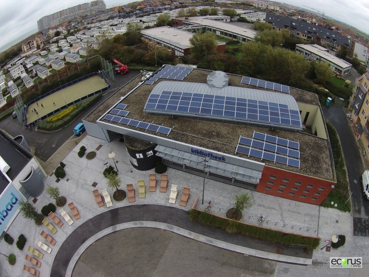 Aerial view on the solar generators in Middelkerke. 