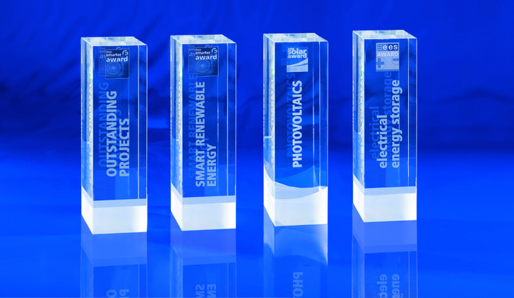 The application deadline for the four trophies of The smarter E, Intersolar and ees Award 2019 is open until end of February. - © Solar Promotion
