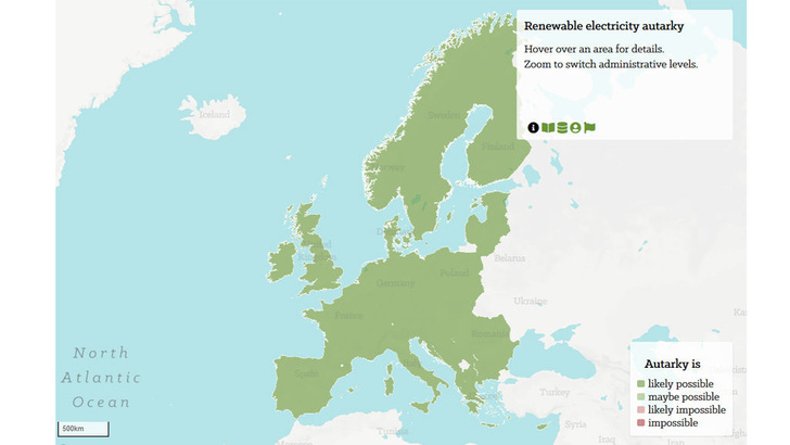 For each region in Europe, the potential of renewable energies and the electricity demand were determined. - © IASS

