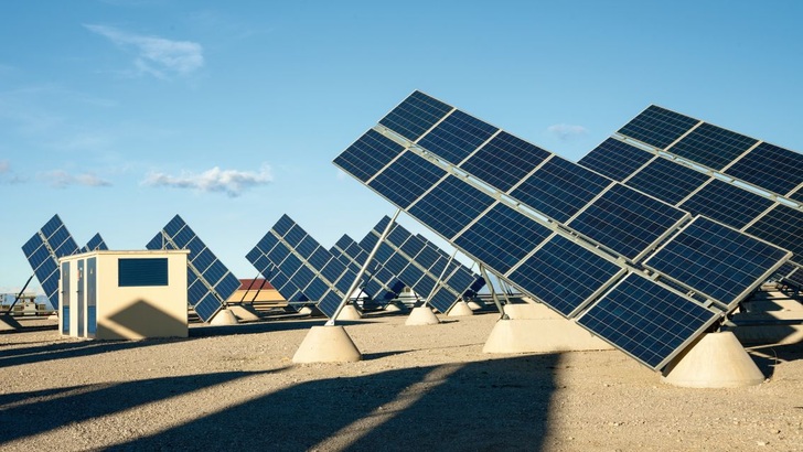 Two-axis module trackers in the fields.