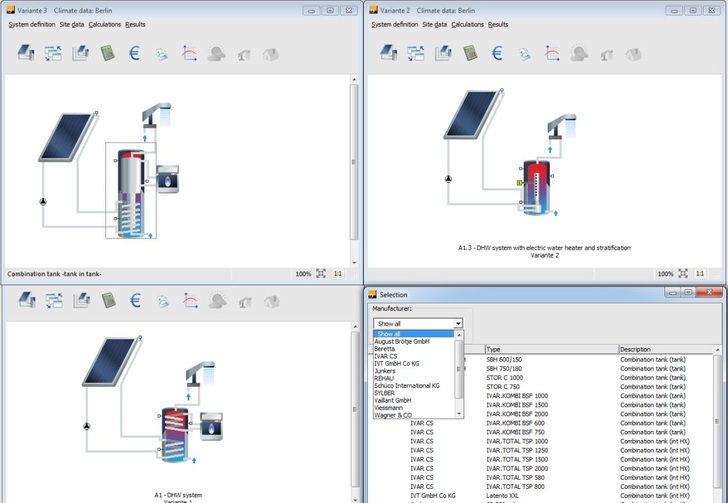 Valentin’s T*SOL 2018: A variety of tools are available for the evaluation of the results. - © Valentin Software
