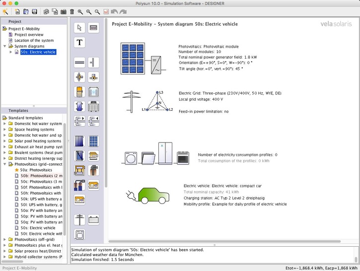 Extended Polysun user interface including the possibility to freely define mobility profiles - © Vela Solaris
