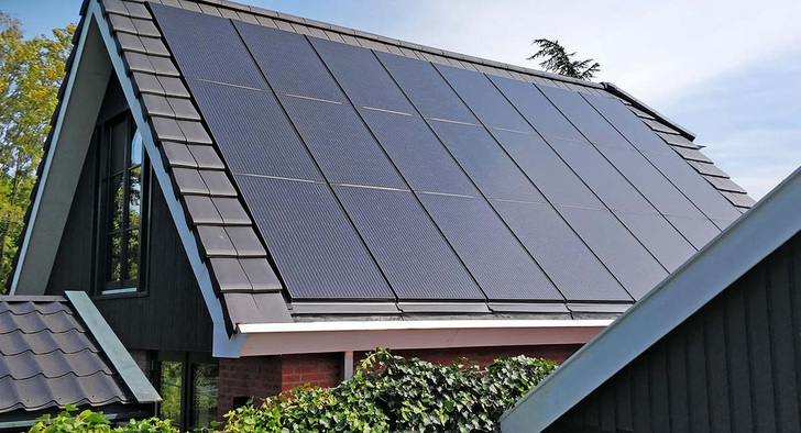 Clearline fusion goes in place of the tiles on a pitched roof.